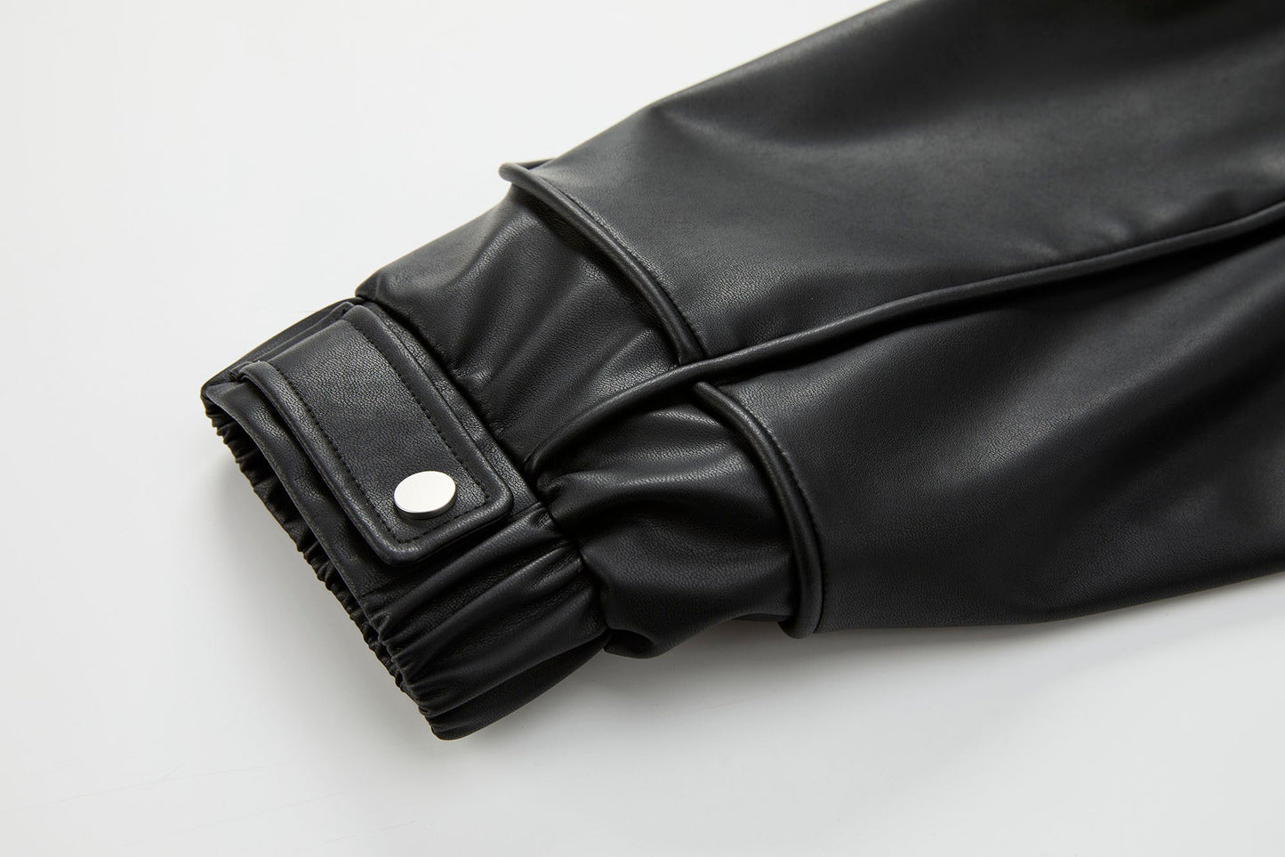 Faux Leather Piped Seam Jacket