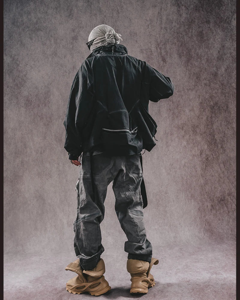 Post-Apocalyptic 3D Cut Distressed Double-Layer Cargo Pants