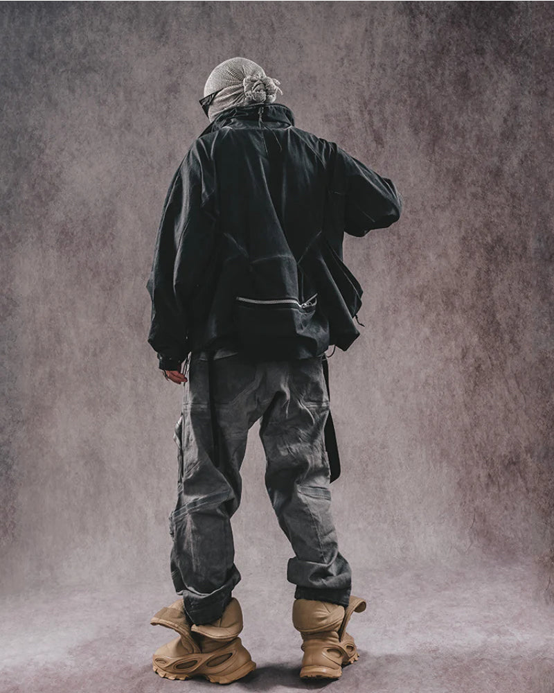 Post-Apocalyptic 3D Cut Distressed Double-Layer Cargo Pants