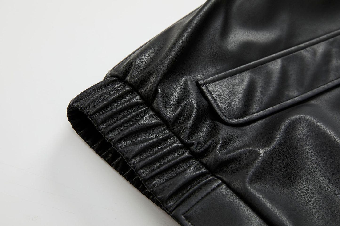 Faux Leather Piped Seam Jacket