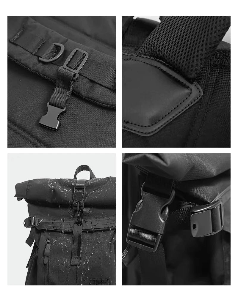 Techwear Roll-Top Tactical Backpack