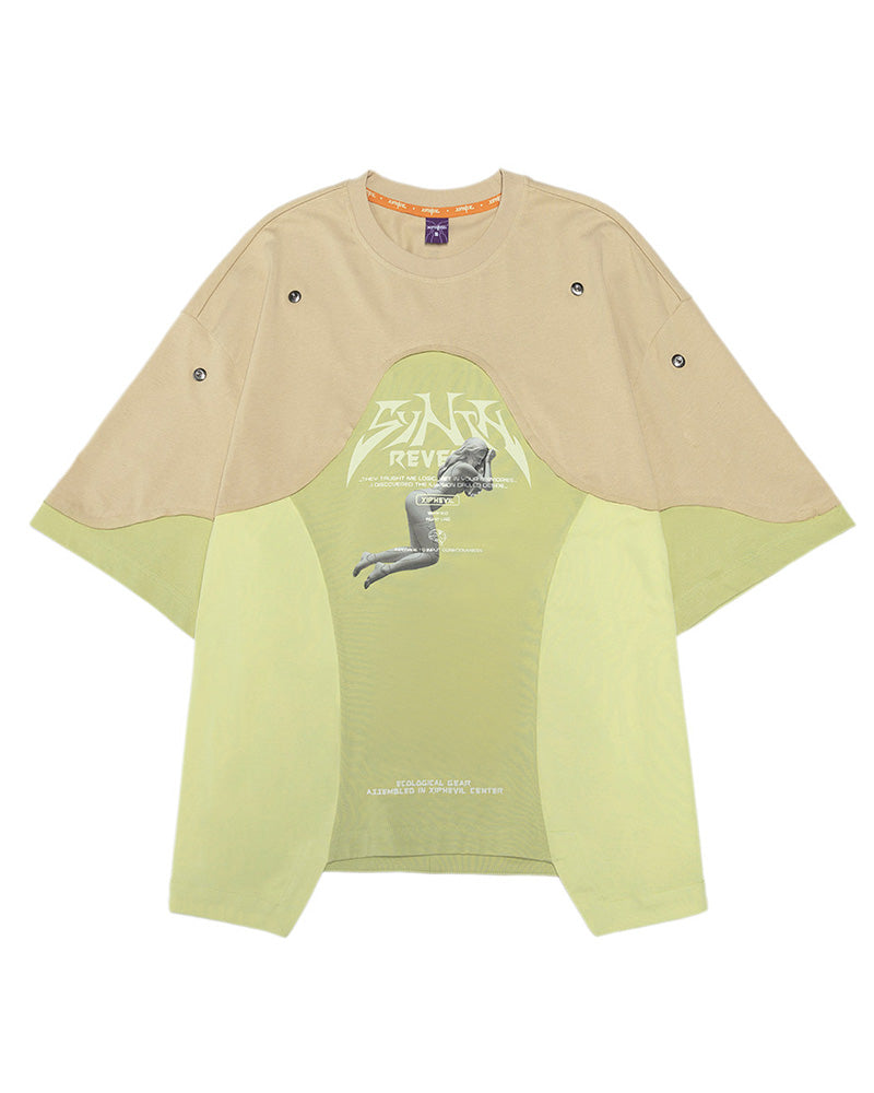 Cyberpunk Outfits Cool Touch Patchwork Print T-Shirt