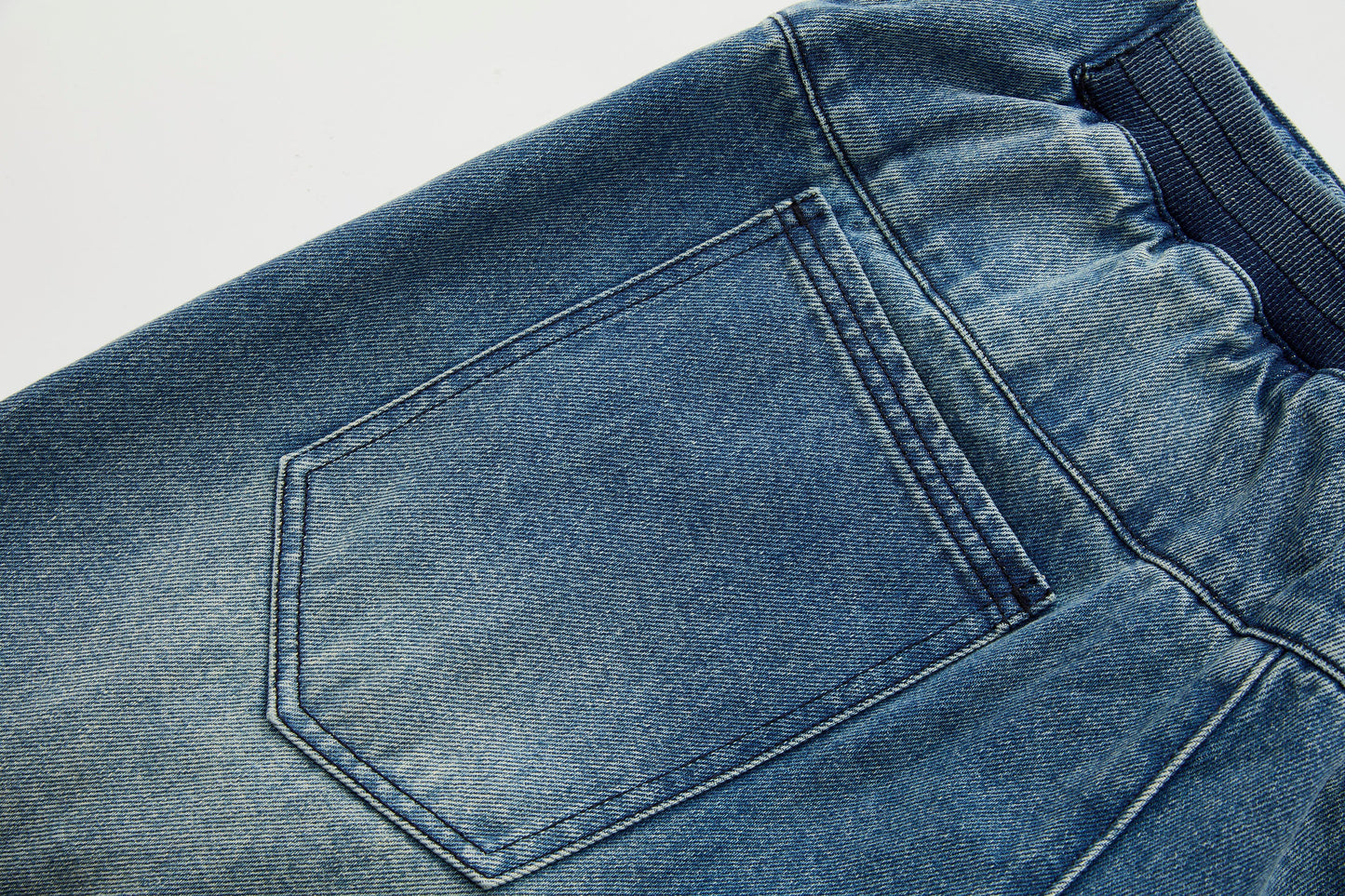 Faded Wash Padded-Knee Jeans