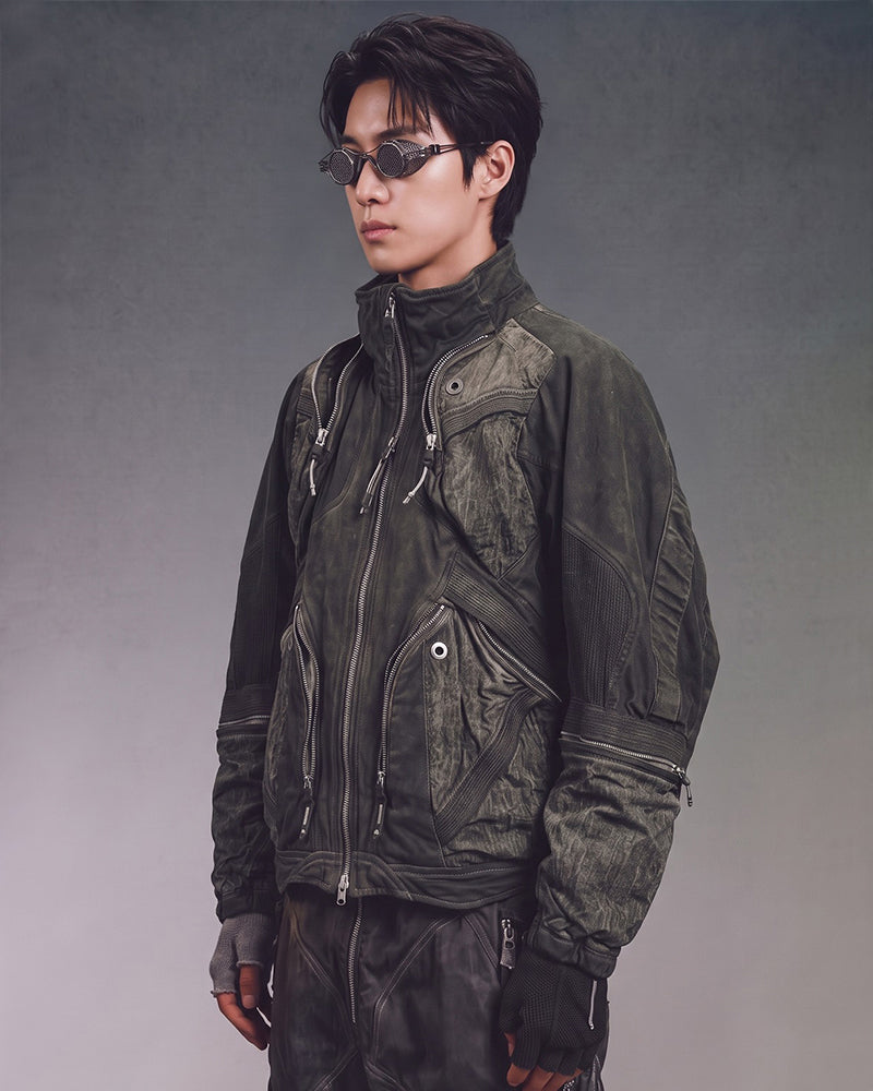 Wasteland Distressed-Wash Multi-Pocket Jacket