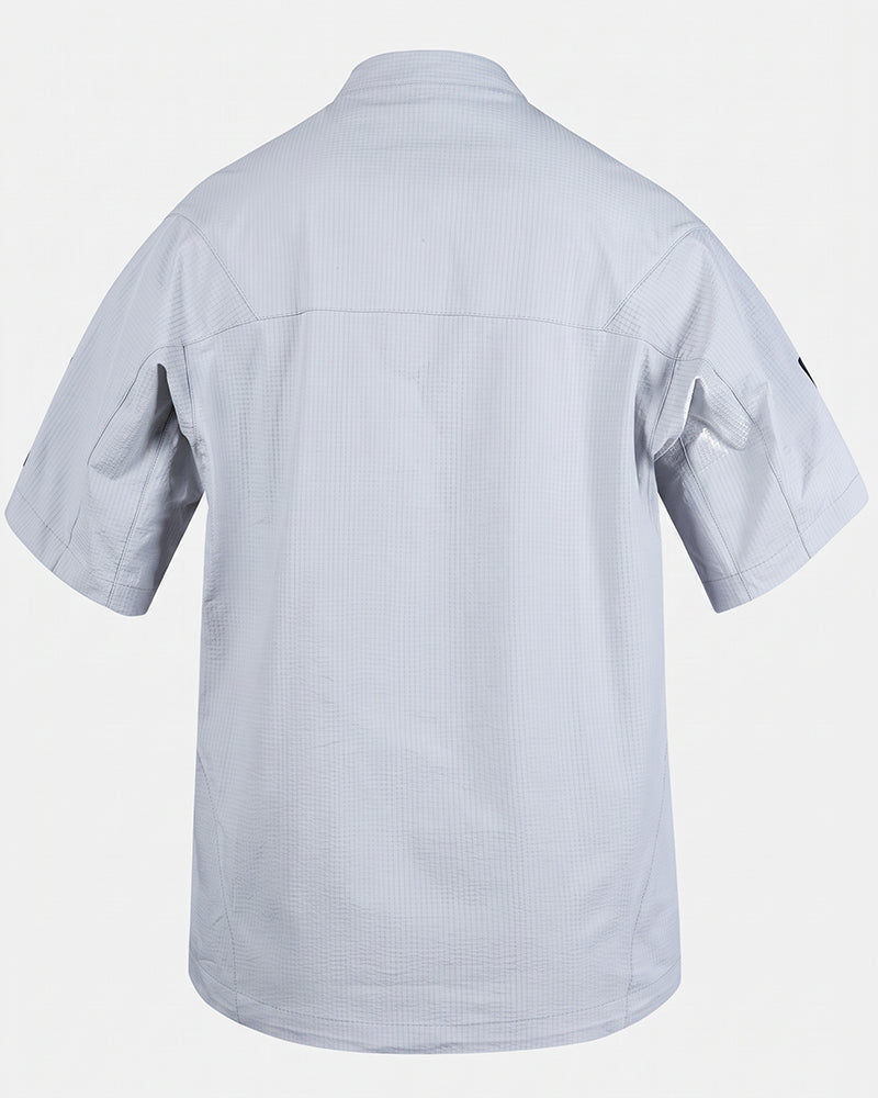 Asymmetric Zipper Seersucker Short Sleeve T-Shirt