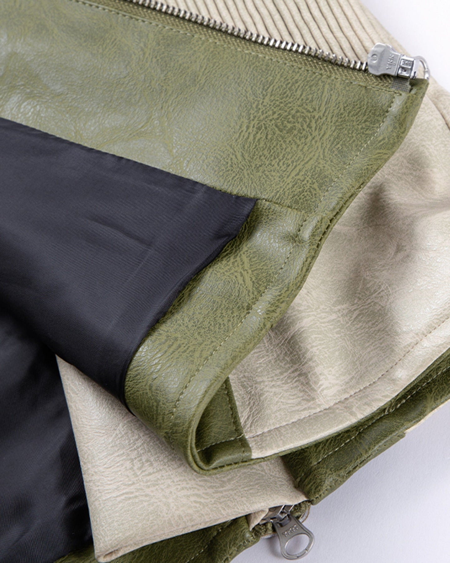 Modern Deconstructed Faux Leather Biker Jacket