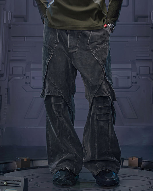 Cyberpunk Outfits Heavy Duty Loose Velvet Denim Pants