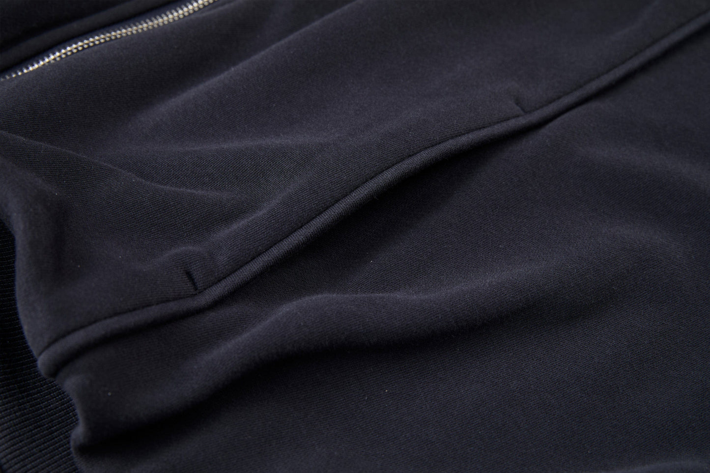 Curved Panel Drawstring-Hem Zip-Up Hoodie