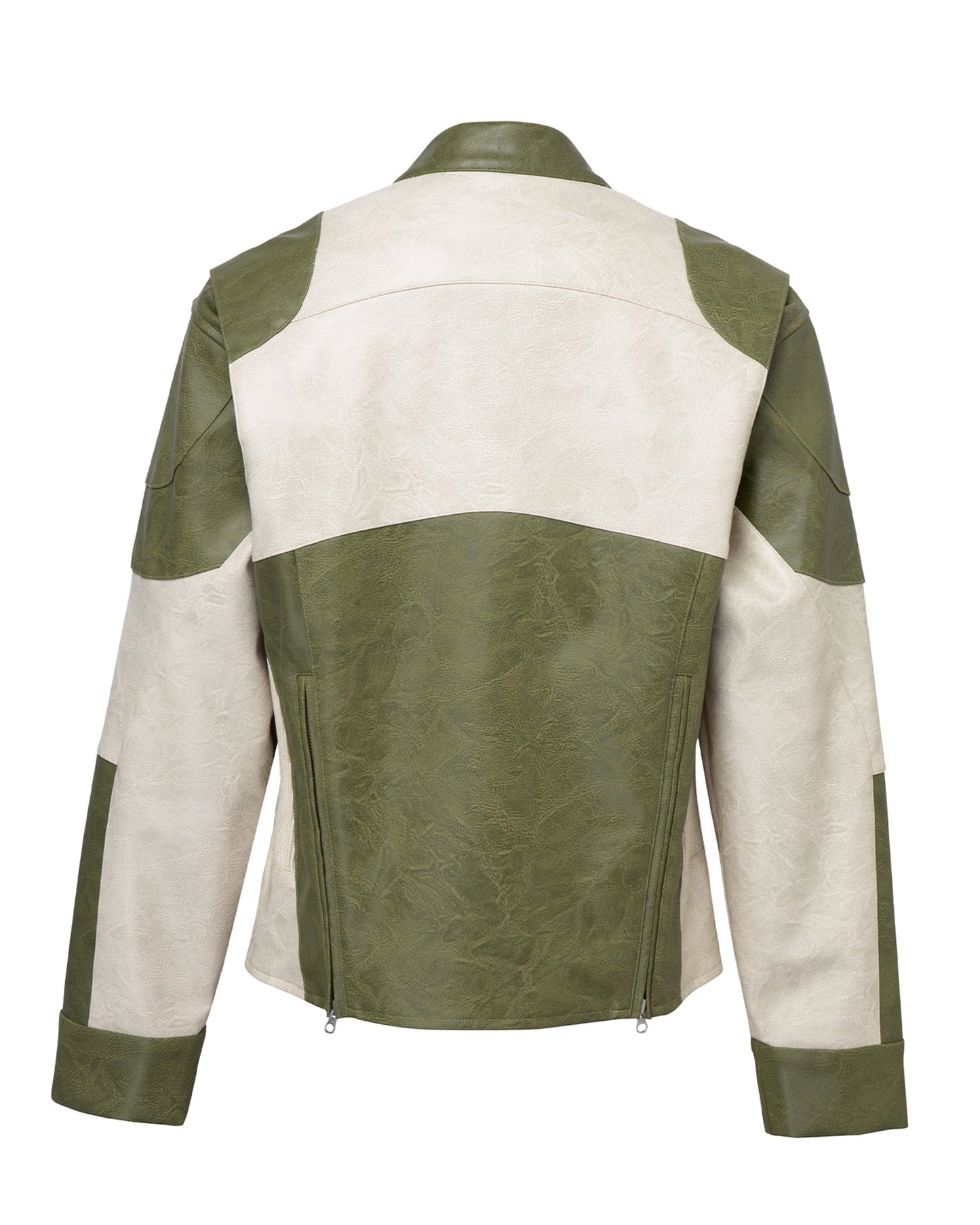 Modern Deconstructed Faux Leather Biker Jacket