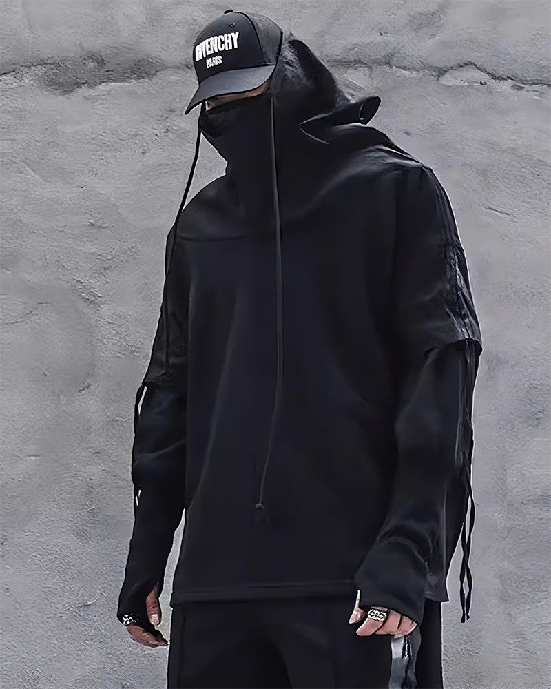 Futuristic Streetwear Ninja Cape Hoodie