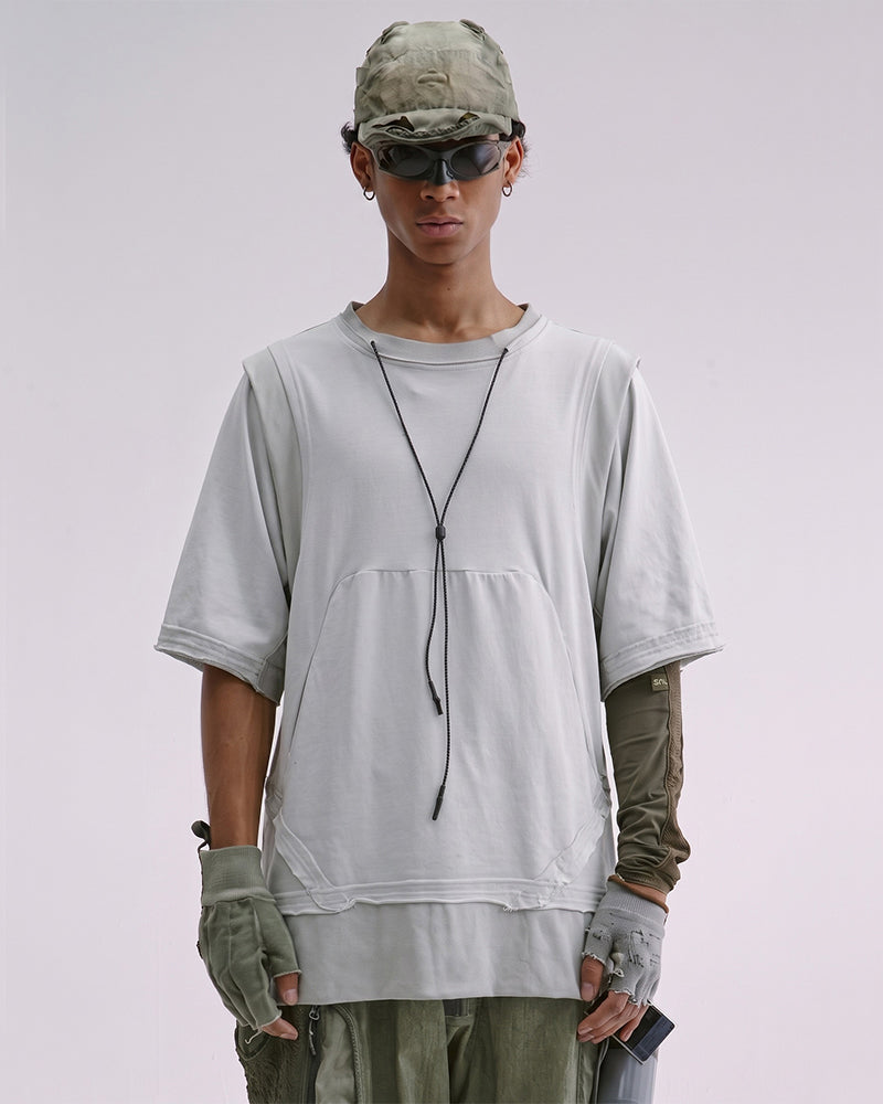 Post-Apocalyptic Dirty Dye Transformable Sleeve T-Shirt