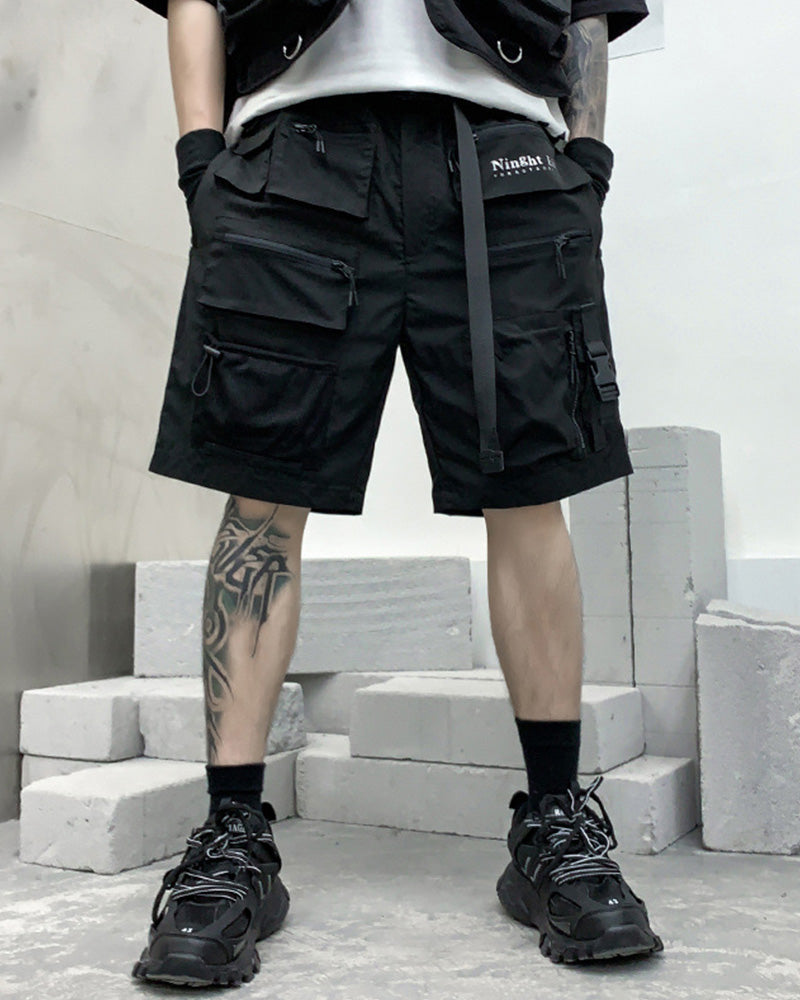 Functional Multi-Pocket Zip Cargo Shorts