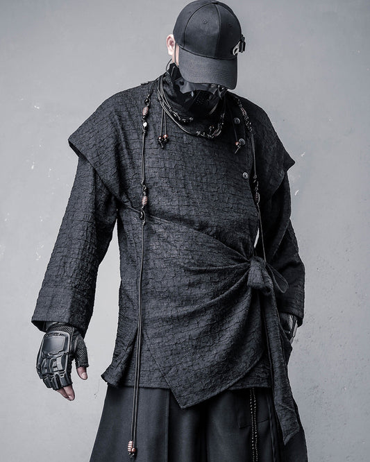 Dark Modern Japanese Asymmetrical Robe Shirt