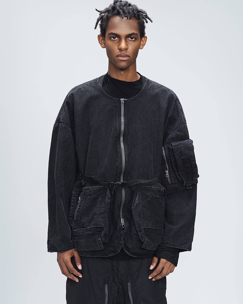 Waist-cinching Multi-Pocket Utility Jacket