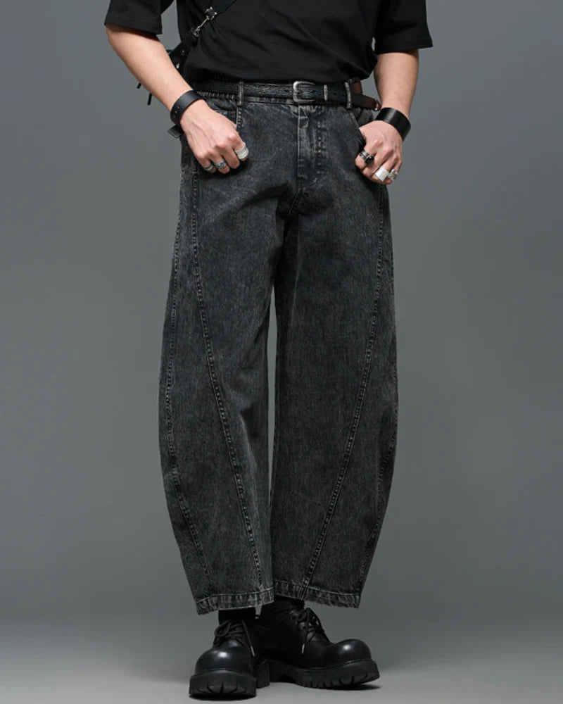 Japanese Vintage Curved Knife Cropped Straight Pants