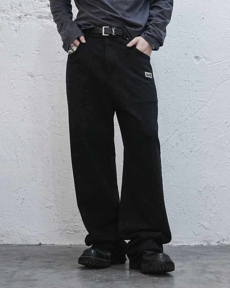 Devil Embroidery Straight-Leg Pants