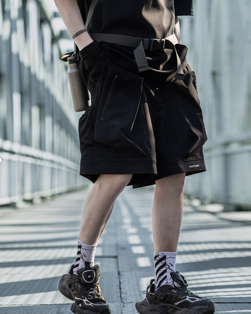 Techwear Vertical Zipper Cargo Shorts