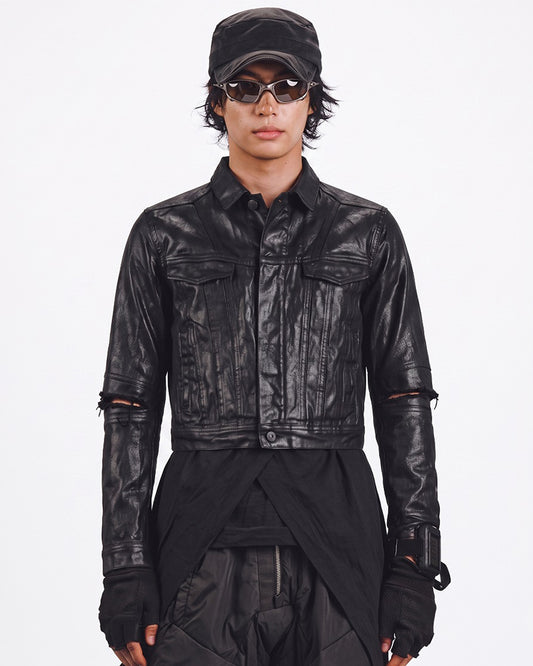 Post-Apocalyptic Waxed Denim Trucker Jacket