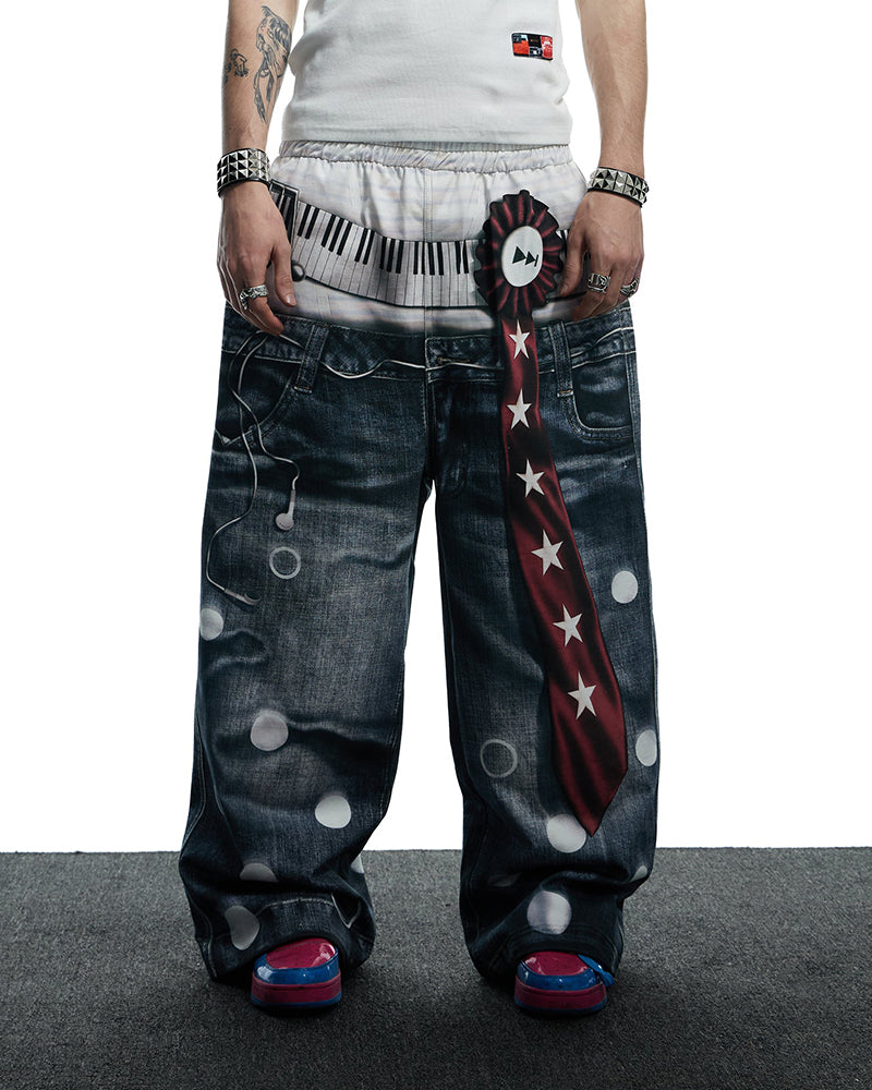 Playful Print Baggy Trousers