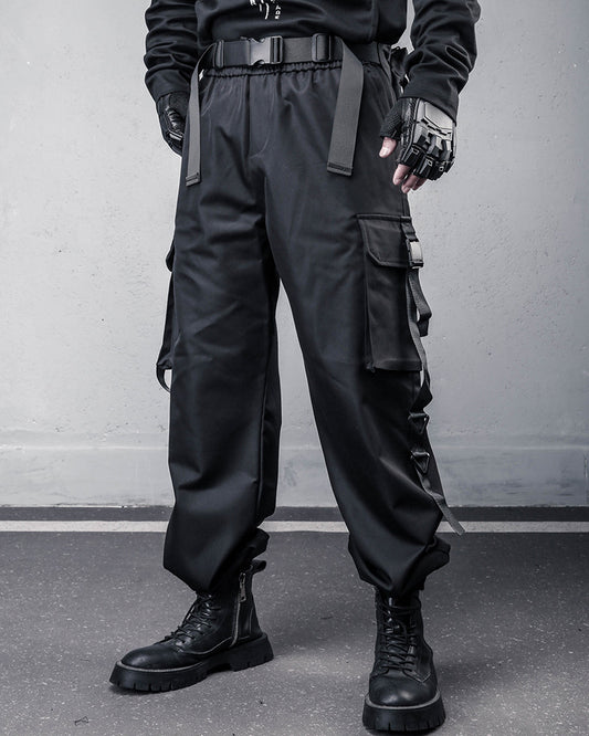 Tactical Strap-Detail Techwear Cargo Pants
