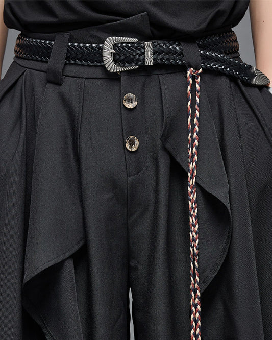 Modern Japanese Carved Alloy Genuine Leather Belt