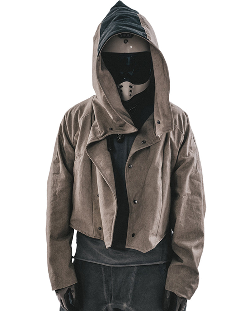 Post-Apocalyptic Hooded Cropped Utility Jacket