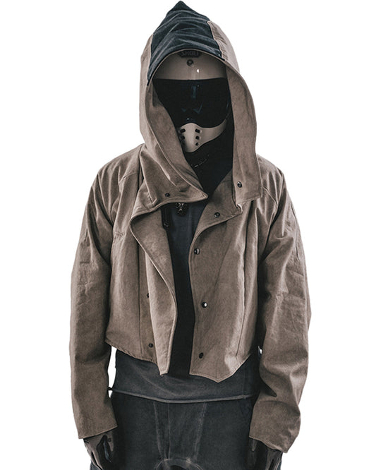 Post-Apocalyptic Hooded Cropped Utility Jacket