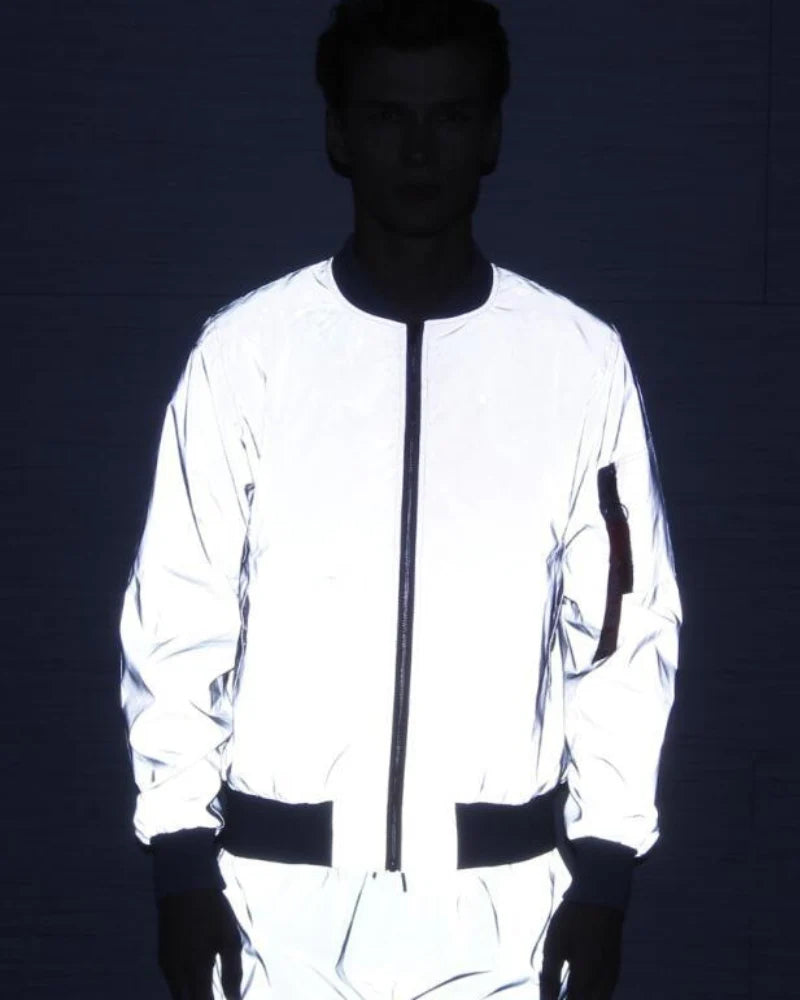 Techwear Silver Reflective Flight Jacket
