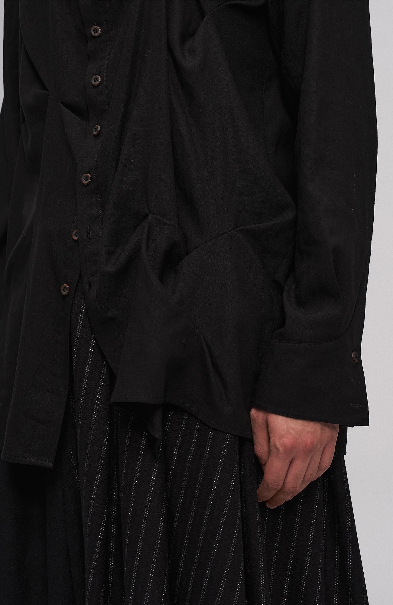 Asymmetrical Draped Seamed Shirt
