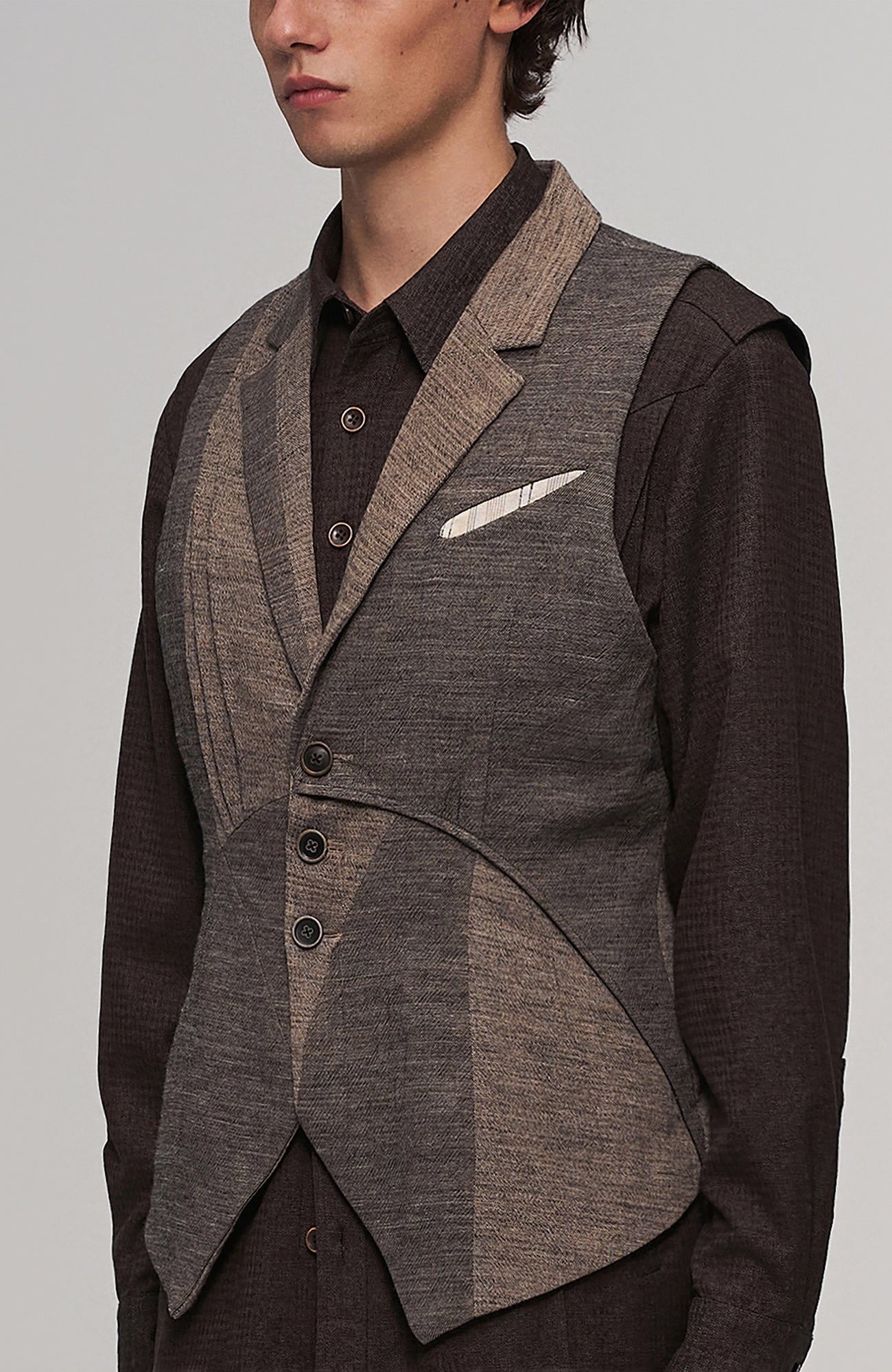 Deconstructed Paneled Belted Vest