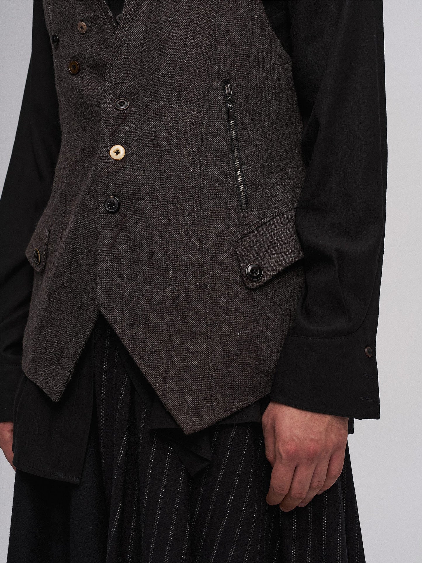 Retro Button Embellished Back-Harness Vest