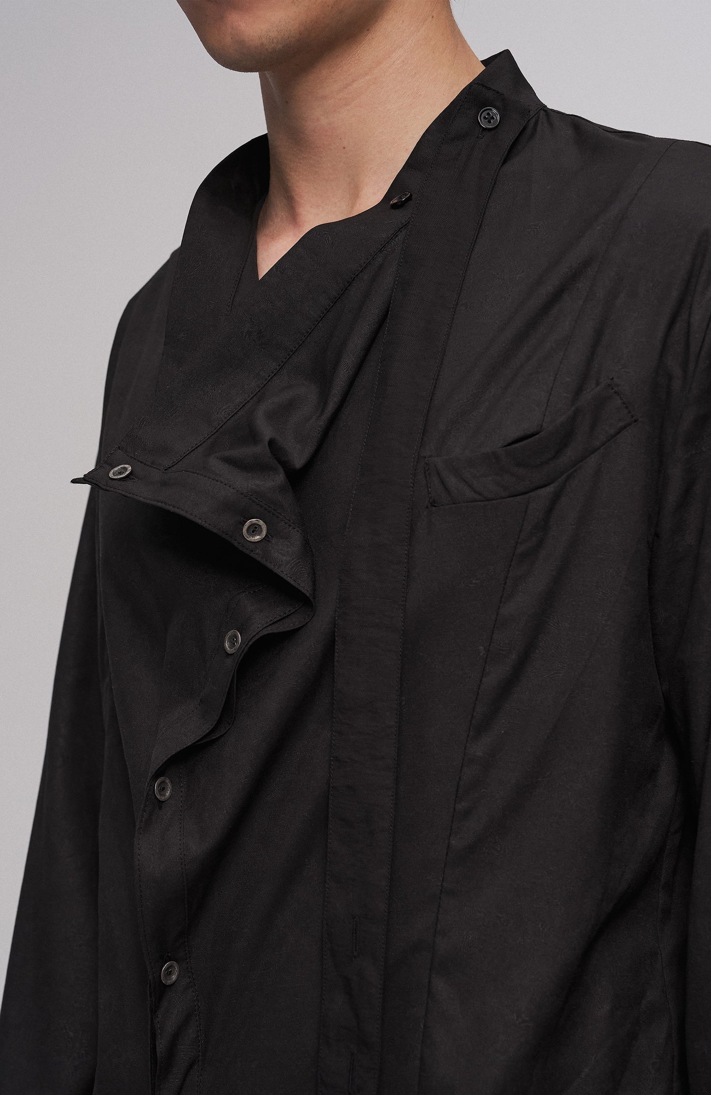 Asym Draped Raw-Edged Shirt