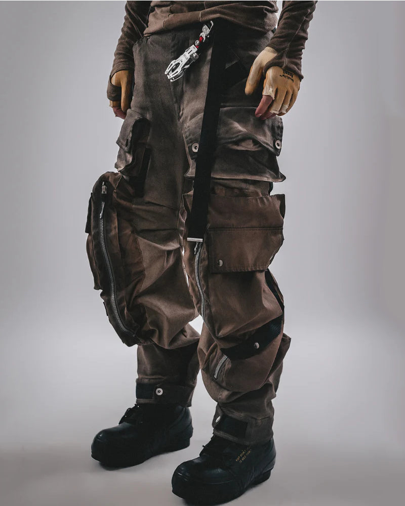 Post-Apocalyptic Functional 3D Pocket Wide Leg Cargo Pants