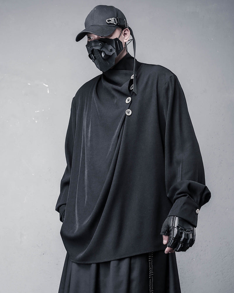 Japanese Draped High Neck Darkwear Shirt
