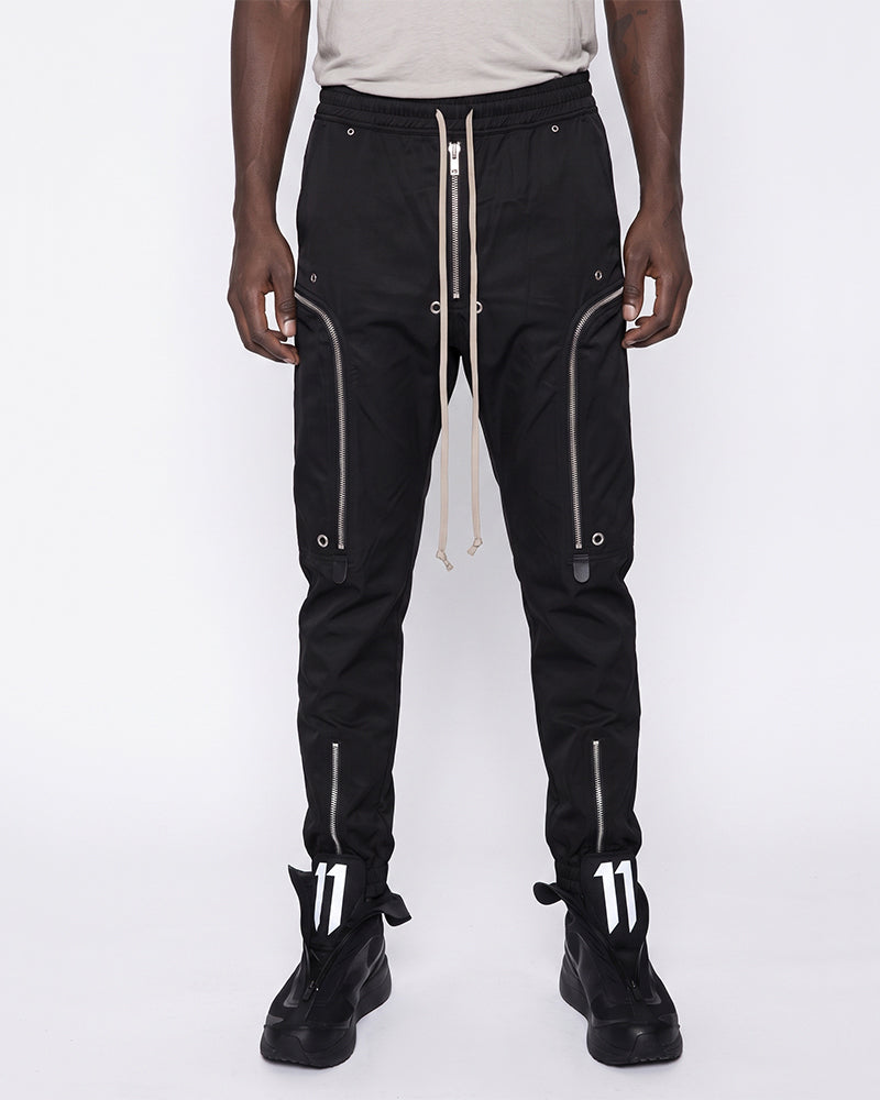 Deconstructed Multi‑Zip Drawstring Utility Jogger Pants