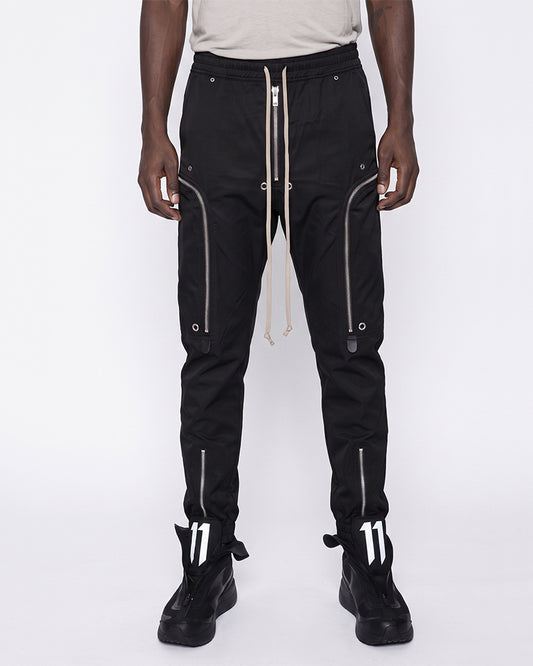 Deconstructed Multi‑Zip Drawstring Utility Jogger Pants