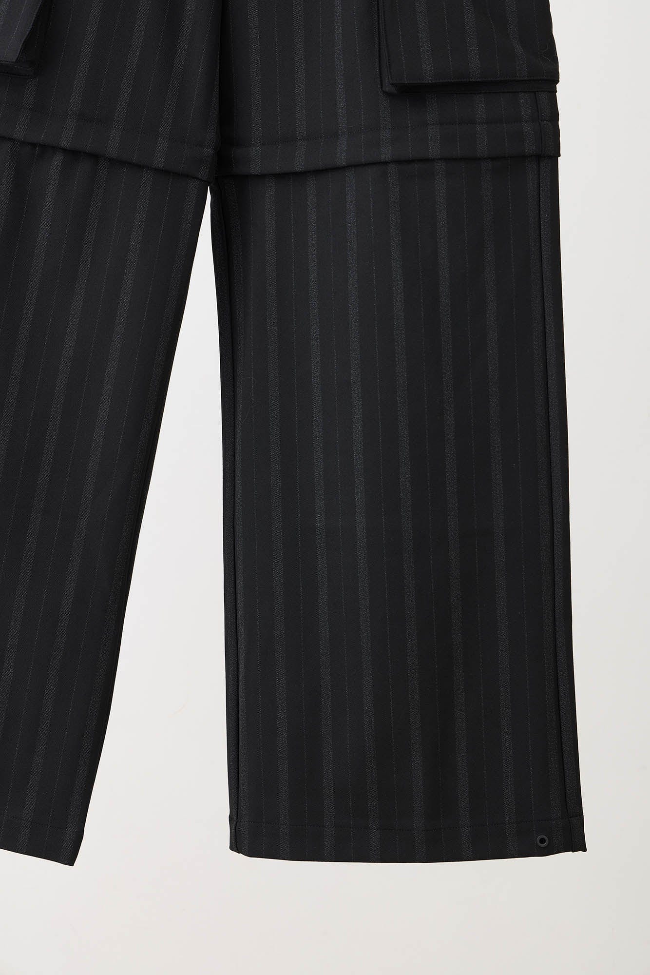 Multi-Pocket Stripe Detachable-Leg Pants