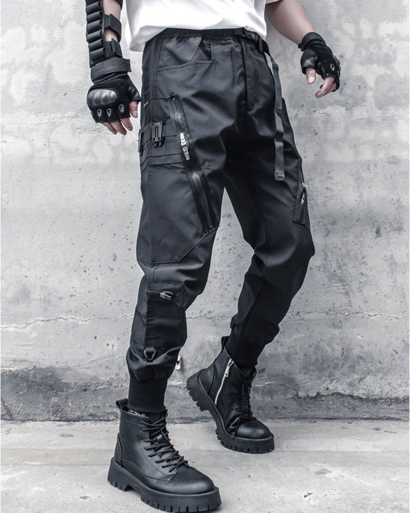 Techwear Black Zip Pocket Cargo Pants