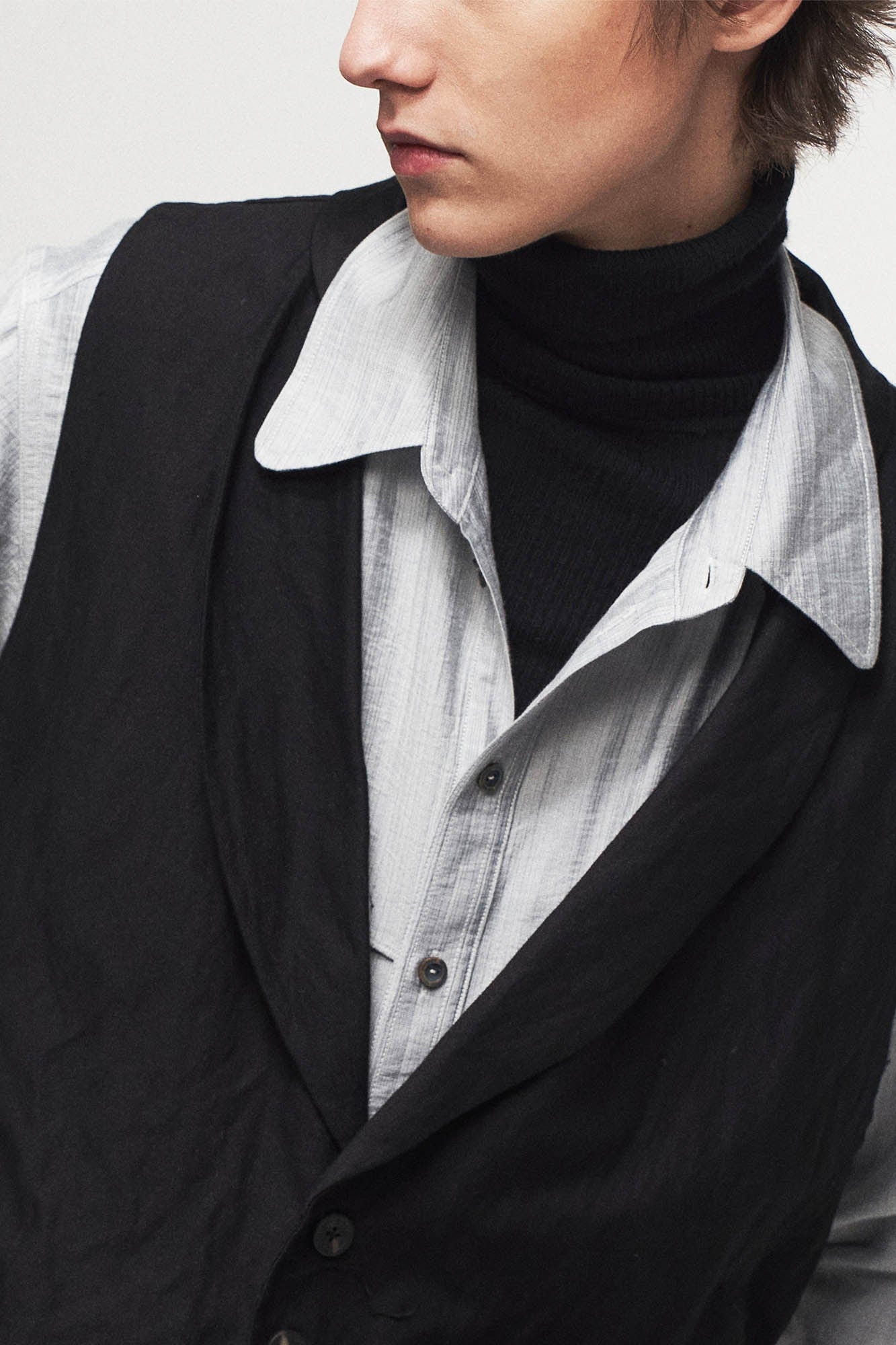 Asymmetrical Shawl Collar Belted Crinkled Vest