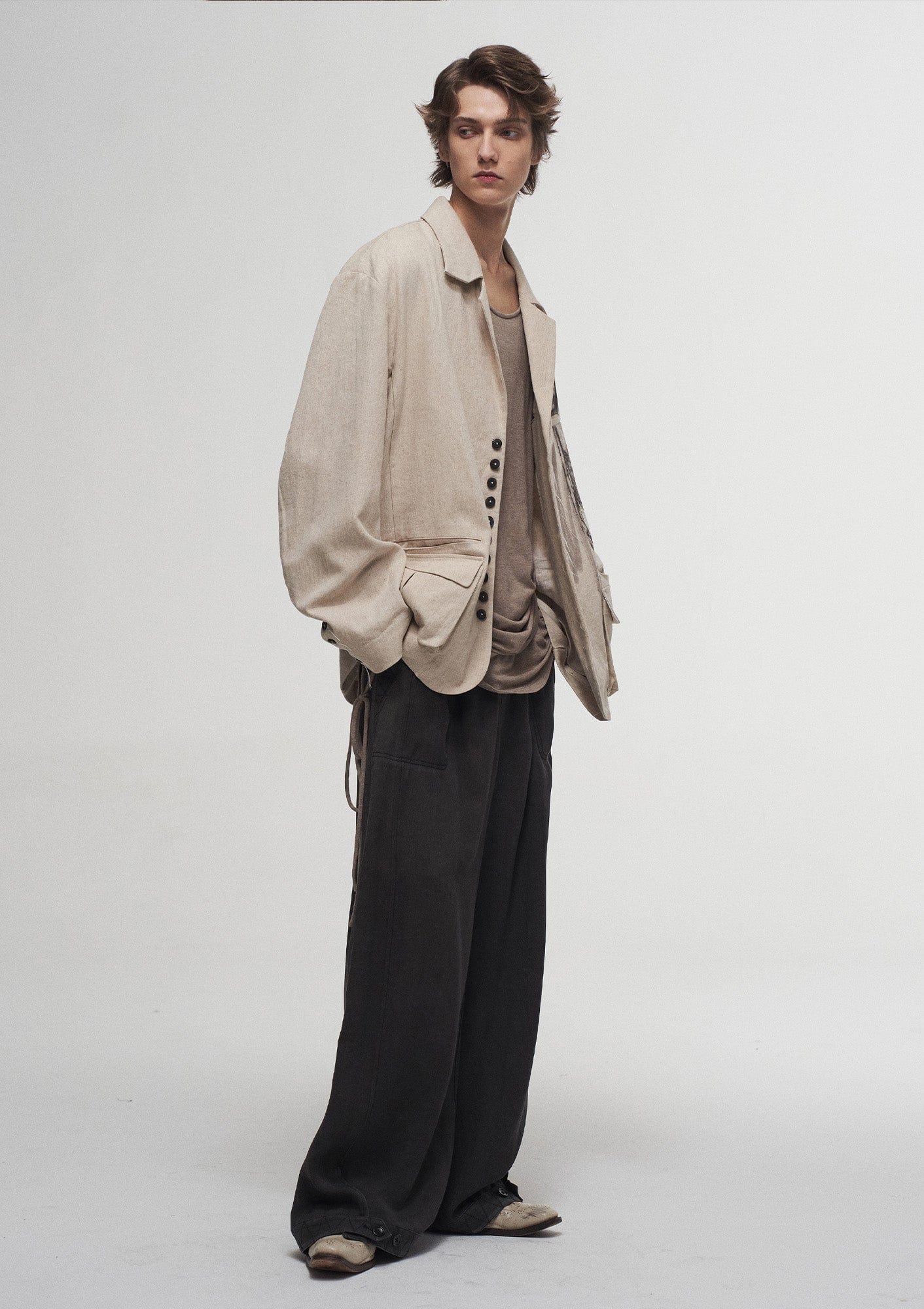 Ink Portrait Cotton-Linen Jacket
