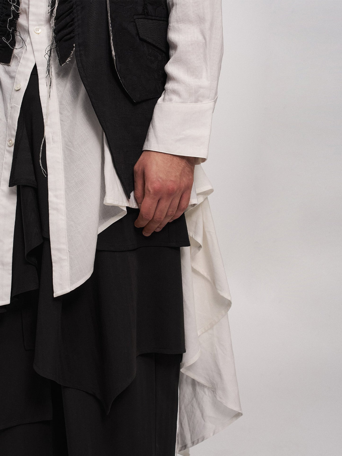 Distressed Frayed Petal-Collar Vest