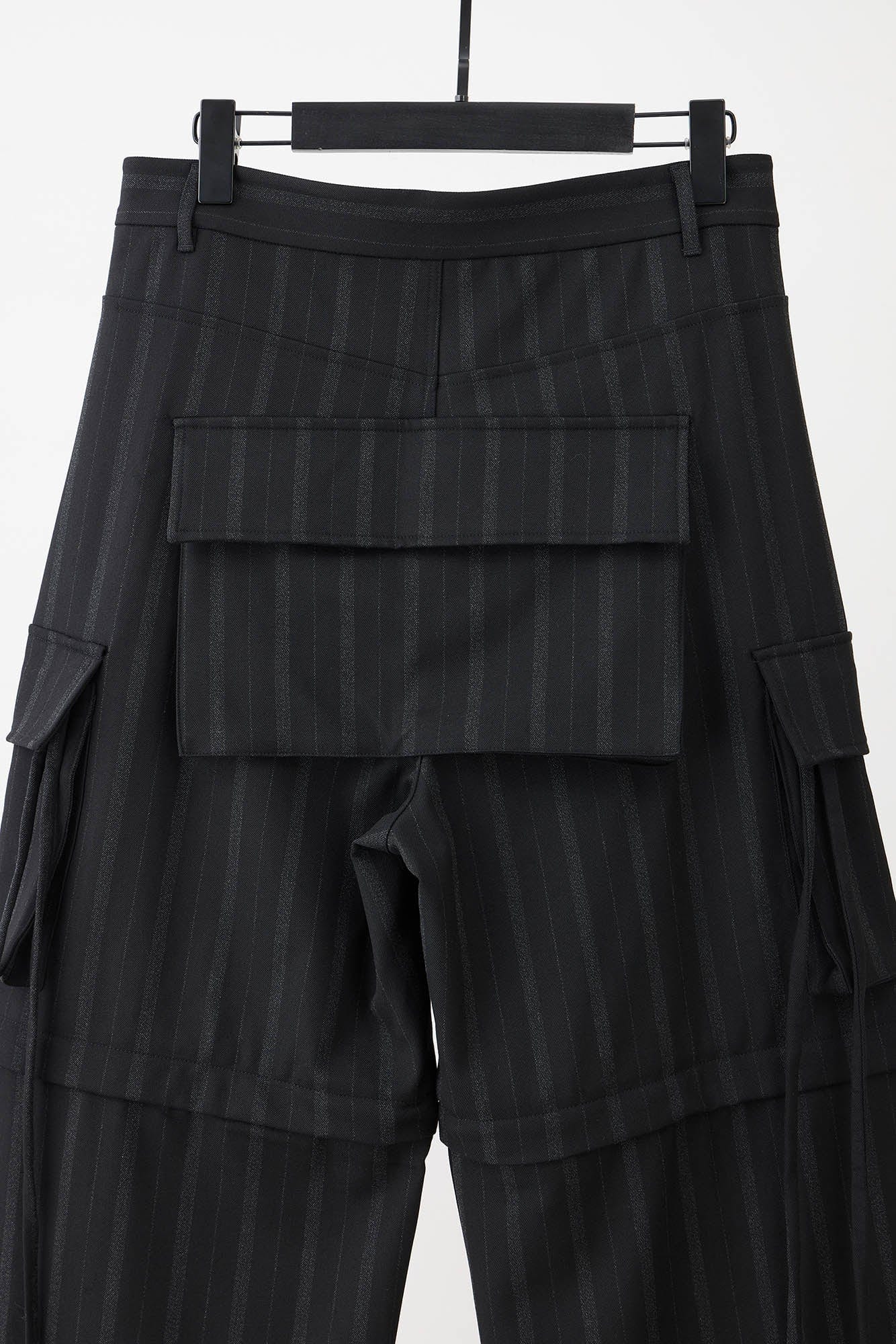 Multi-Pocket Stripe Detachable-Leg Pants