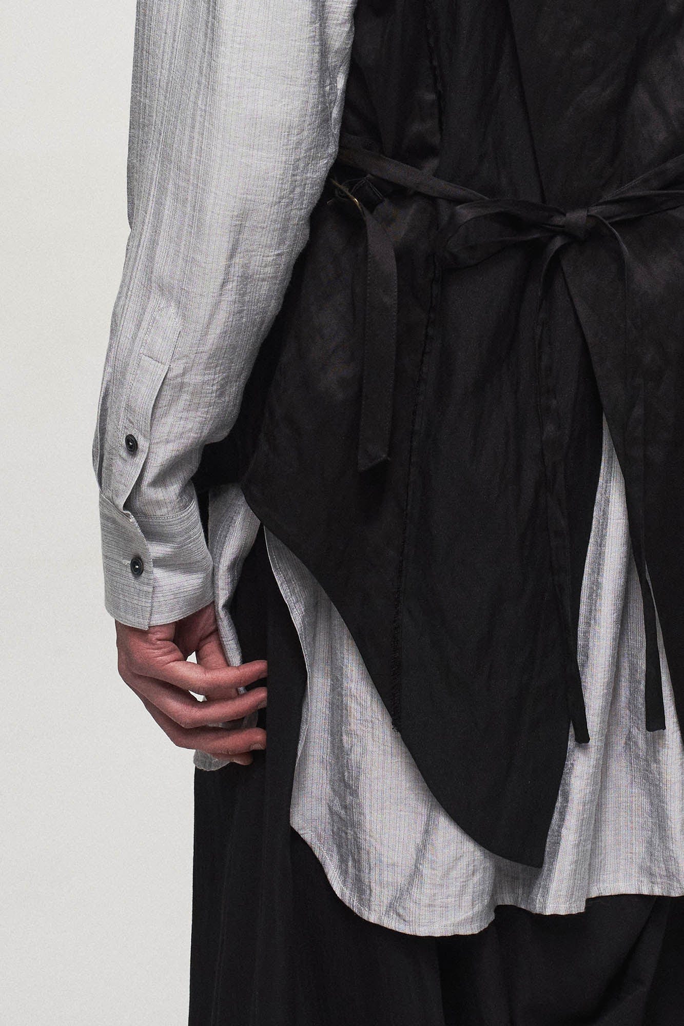 Asymmetrical Shawl Collar Belted Crinkled Vest