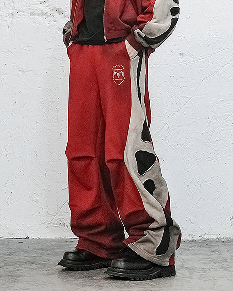 Skeleton Distressed Contrast Panel Sweatpants