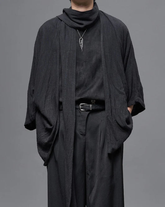Japanese-Style Mid-Length Unisex Linen Cardigan