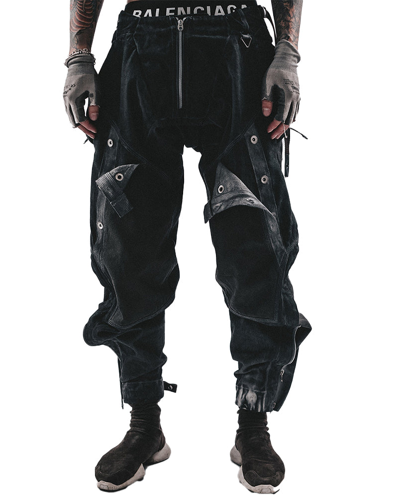 Dystopian Shadow-Wash Tactical Cargo Pants
