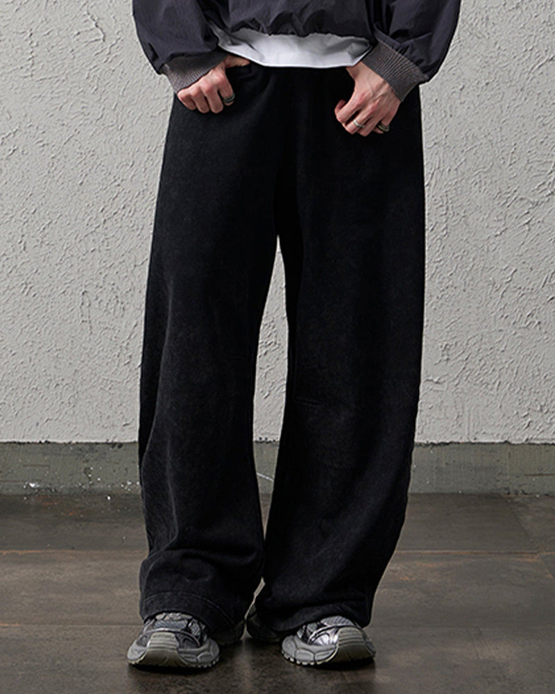 Waxed-Wash Oversized Curved Pants