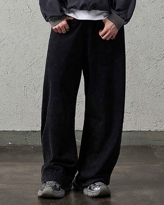 Waxed-Wash Oversized Curved Pants