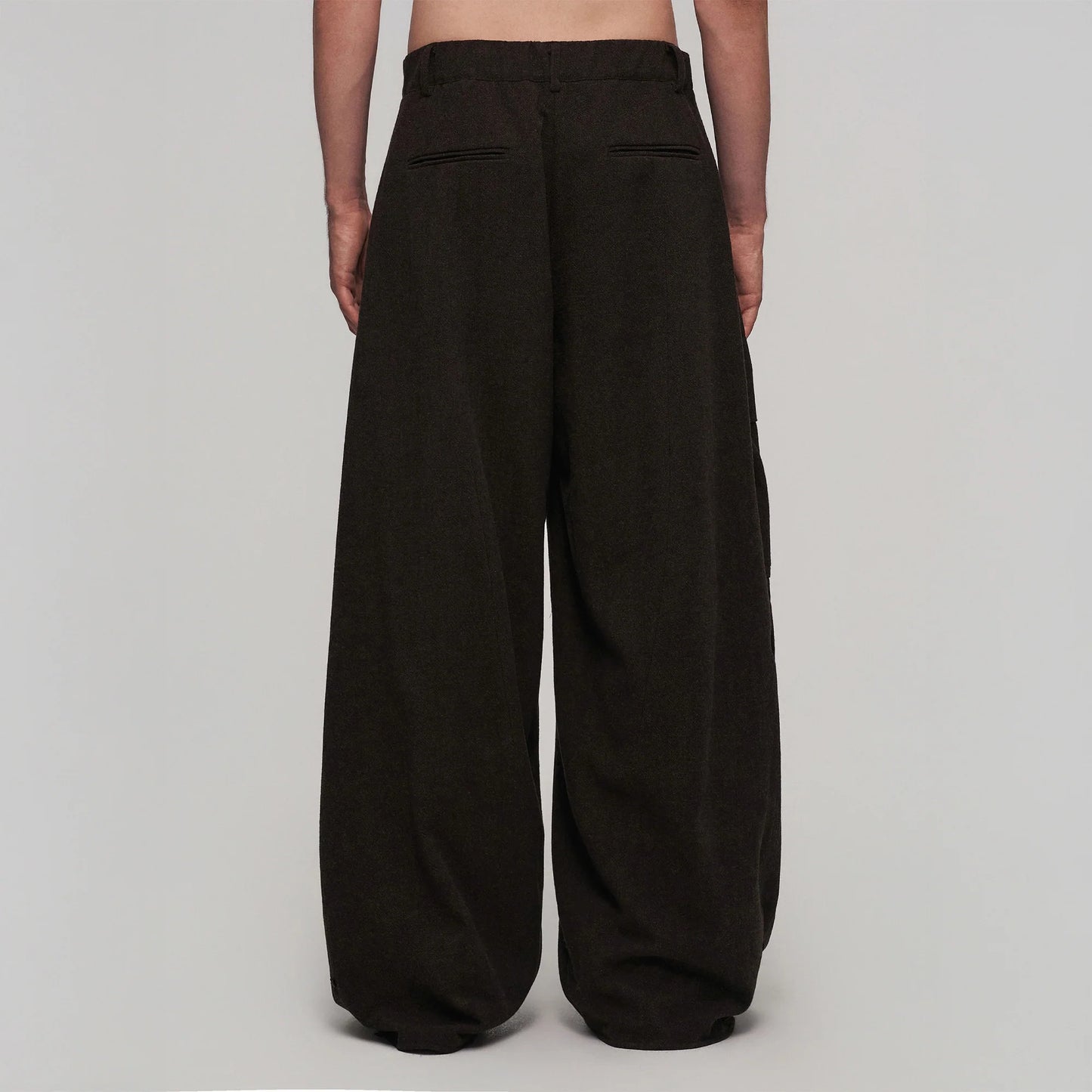 Minimal Wool-Blend Big-Pocket Wide-Leg Pants