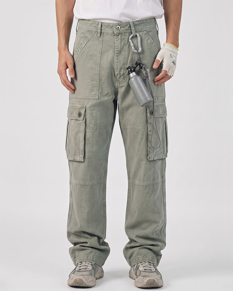 Washed Distressed Vintage Multi-Pocket Cargo Pants